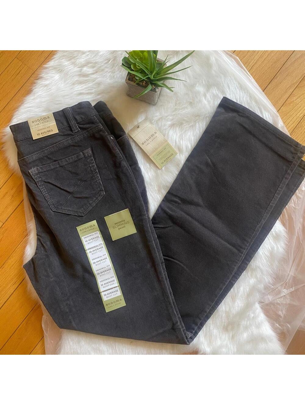Sonoma Gray Boot Cut Flare corduroy Pants Size 10
